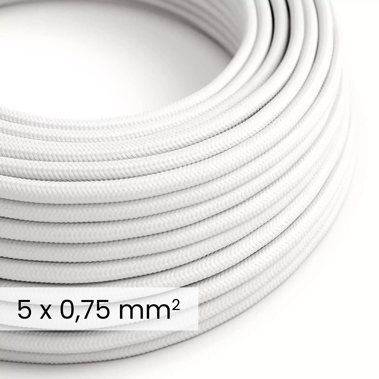 DALI tekstilni električni kabel 5x0,75 mm² v beli barvi - prekrit s tkanino, za svetilke in sisteme RM01
