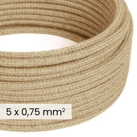 DALI tekstilni električni kabel 5x0,75 mm² v naravni juti - kabel iz naravne tkanine za dizajnersko razsvetljavo RN06