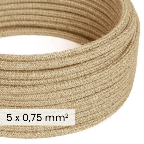 DALI tekstilni električni kabel 5x0,75 mm² v naravni juti - kabel iz naravne tkanine za dizajnersko razsvetljavo RN06
