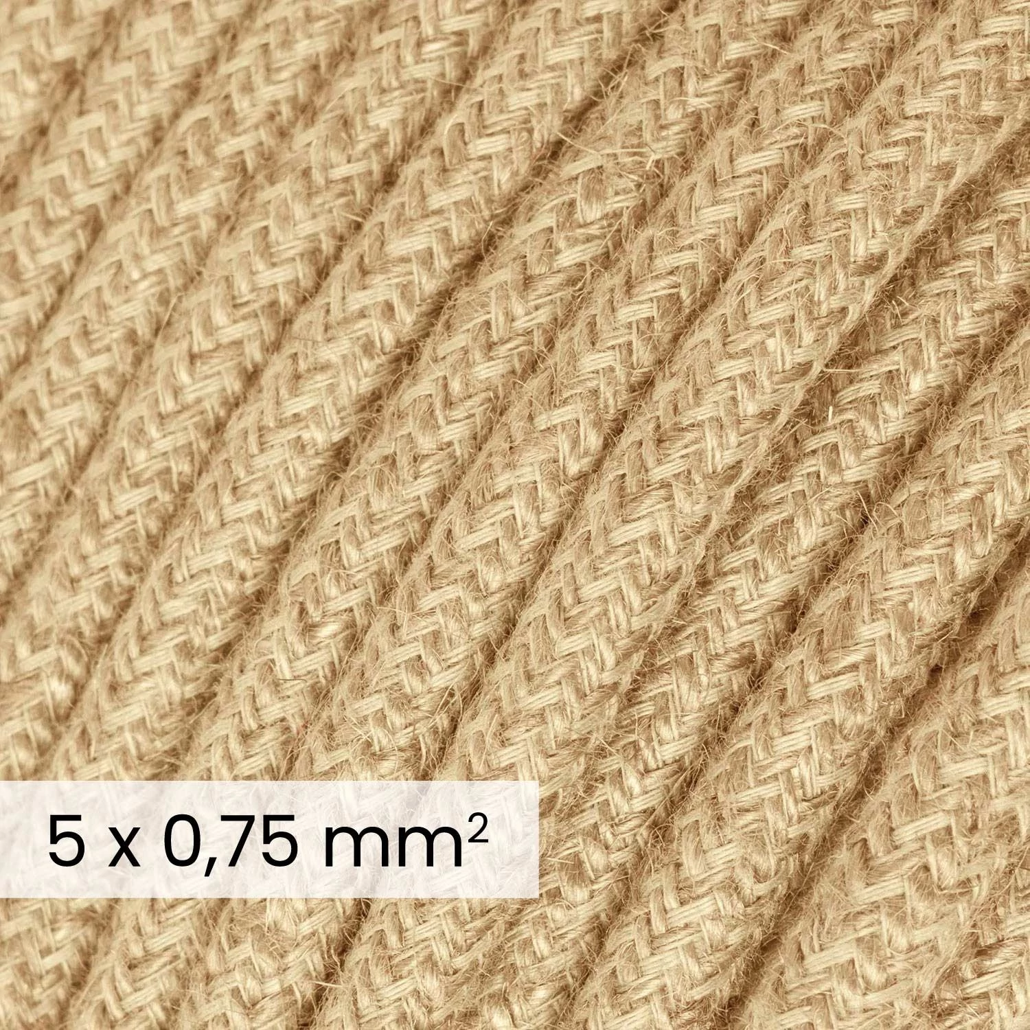 DALI tekstilni električni kabel 5x0,75 mm² v naravni juti - kabel iz naravne tkanine za dizajnersko razsvetljavo RN06