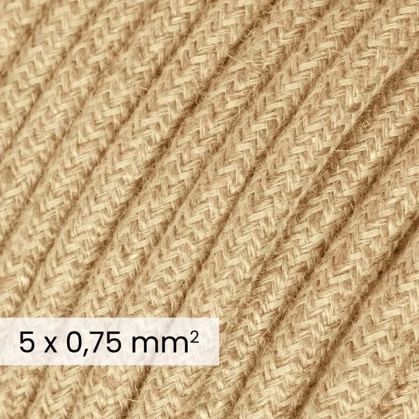 DALI tekstilni električni kabel 5x0,75 mm² v naravni juti - kabel iz naravne tkanine za dizajnersko razsvetljavo RN06