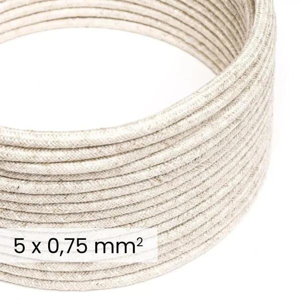 DALI tekstilni električni kabel 5x0,75 mm² v naravnem belem lananem platnu - Kabel za dizajnersko razsvetljavo RN01