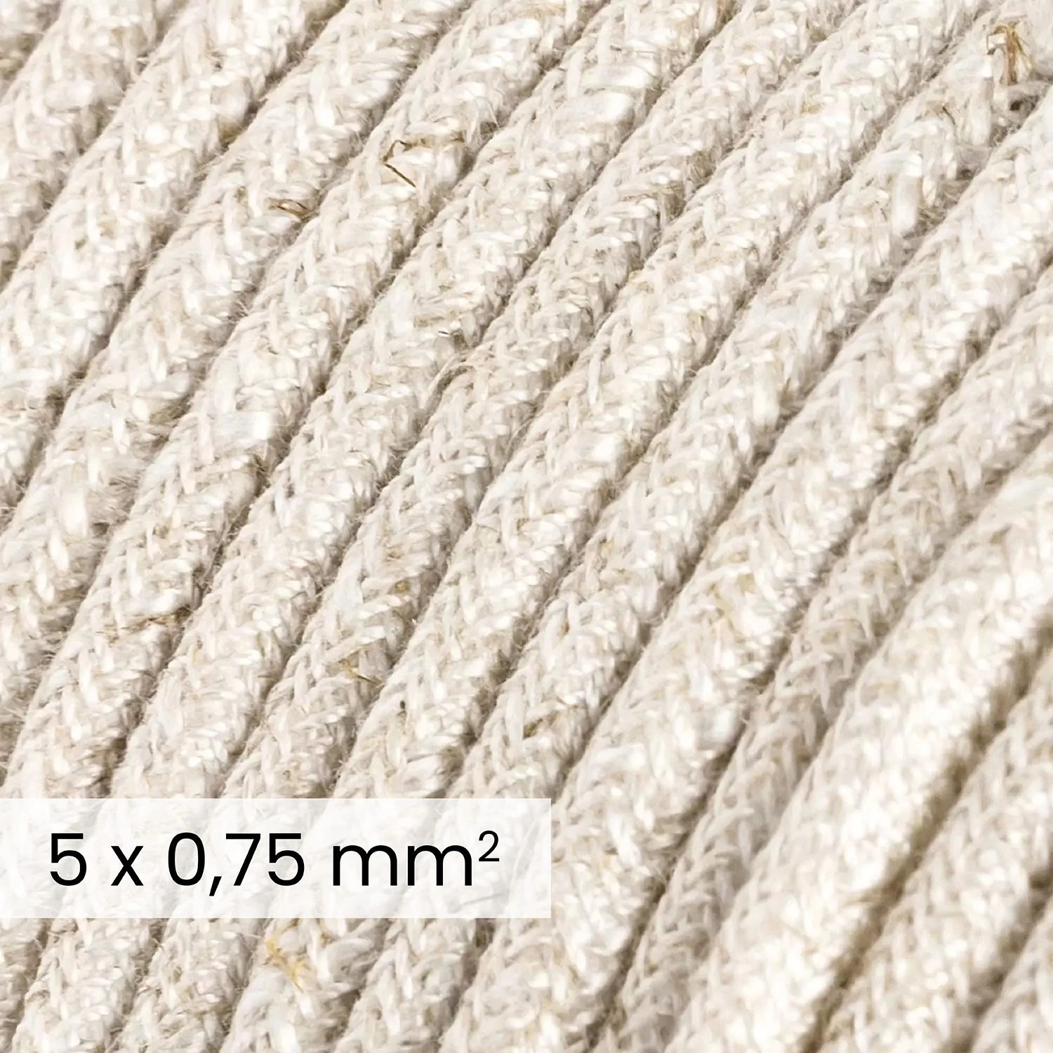 DALI tekstilni električni kabel 5x0,75 mm² v naravnem belem lananem platnu - Kabel za dizajnersko razsvetljavo RN01