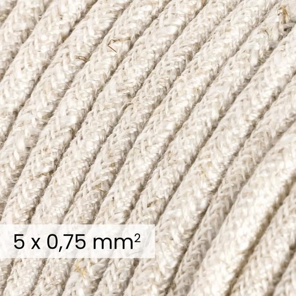 DALI tekstilni električni kabel 5x0,75 mm² v naravnem belem lananem platnu - Kabel za dizajnersko razsvetljavo RN01