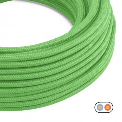 Ploski tekstilni kabel, prekrit s sijajno Lime Zeleno tkanino - PM18