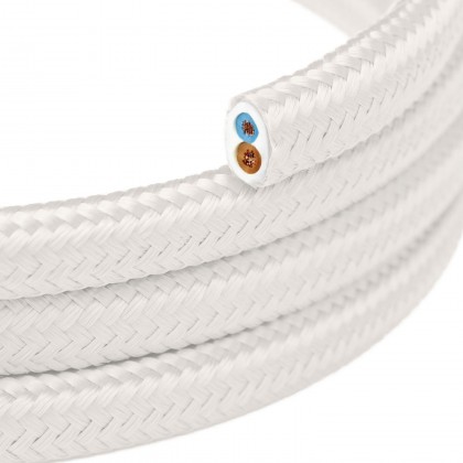 Ploski tekstilni kabel, prekrit z Optical White Gloss - PM01