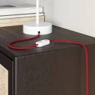 Ploski tekstilni kabel, prekrit s sijajno ognjeno rdečo tkanino - PM09