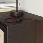 Ploski tekstilni kabel, prekrit s sijajno bordo tkanino - PM19