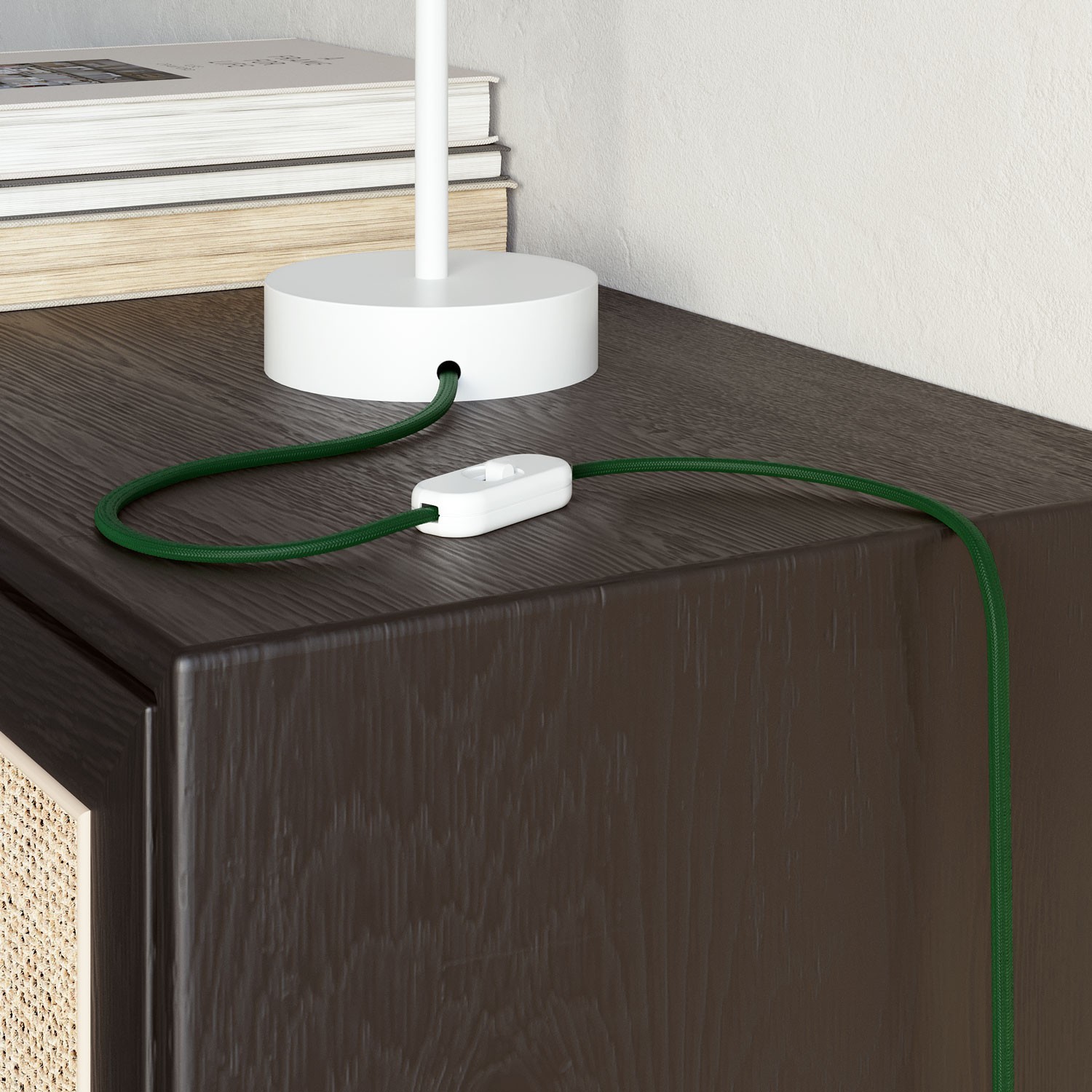 Ploski tekstilni kabel, prekrit s sijajno Zeleno tkanino - PM21