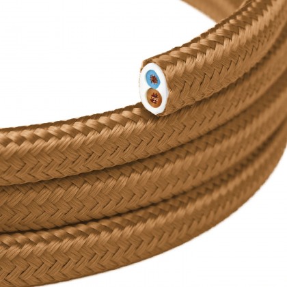 Ploski tekstilni kabel, prekrit z tkanino v barvi Whiskey - PM22