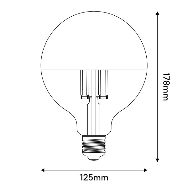 LED žarnica pol krogle Baker Globe G125 7W 650Lm E27 2700K Zatemnljiva - A25