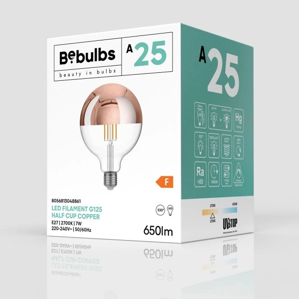 LED žarnica pol krogle Baker Globe G125 7W 650Lm E27 2700K Zatemnljiva - A25