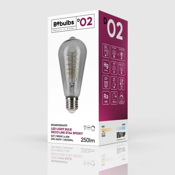 LED žarnica Smoky Edison ST64 4,8W 250Lm E27 1800K Dimmabilna - D02