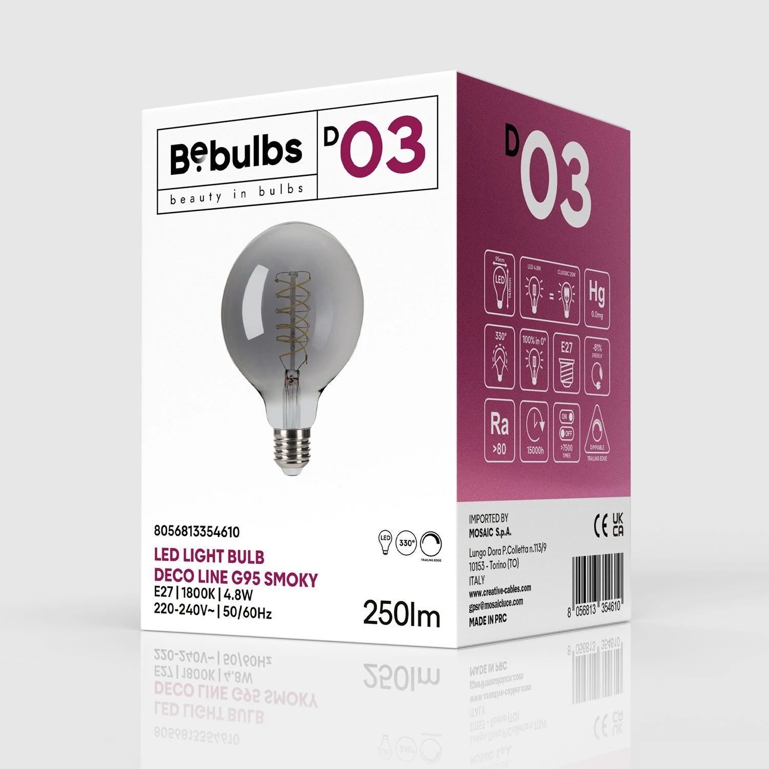 LED žarnica Smoky Globo G95 4,8W 250Lm E27 1800K Dimmable - D03