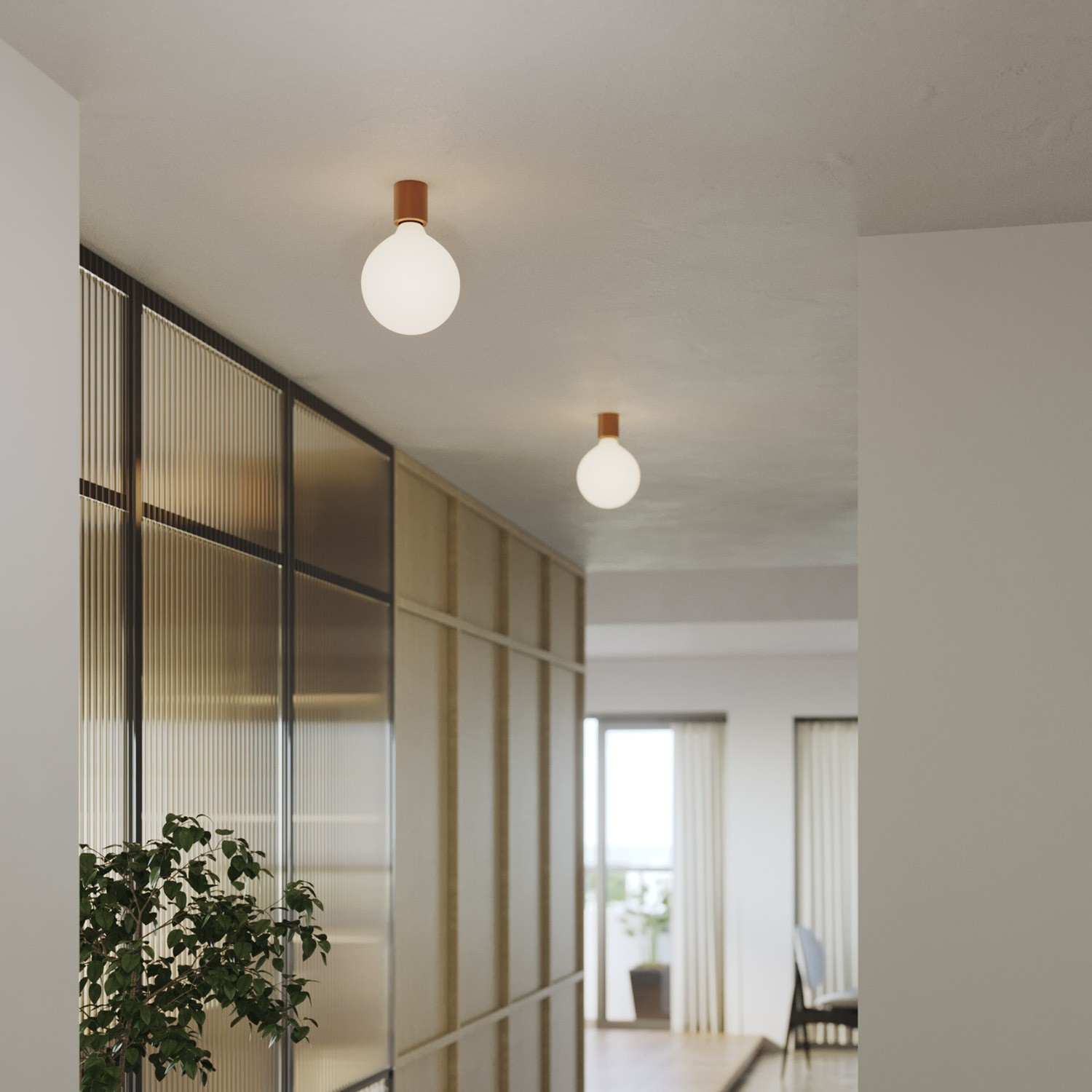 Kovinska stenska svetilka z globus žarnico s porcelanskim učinkom