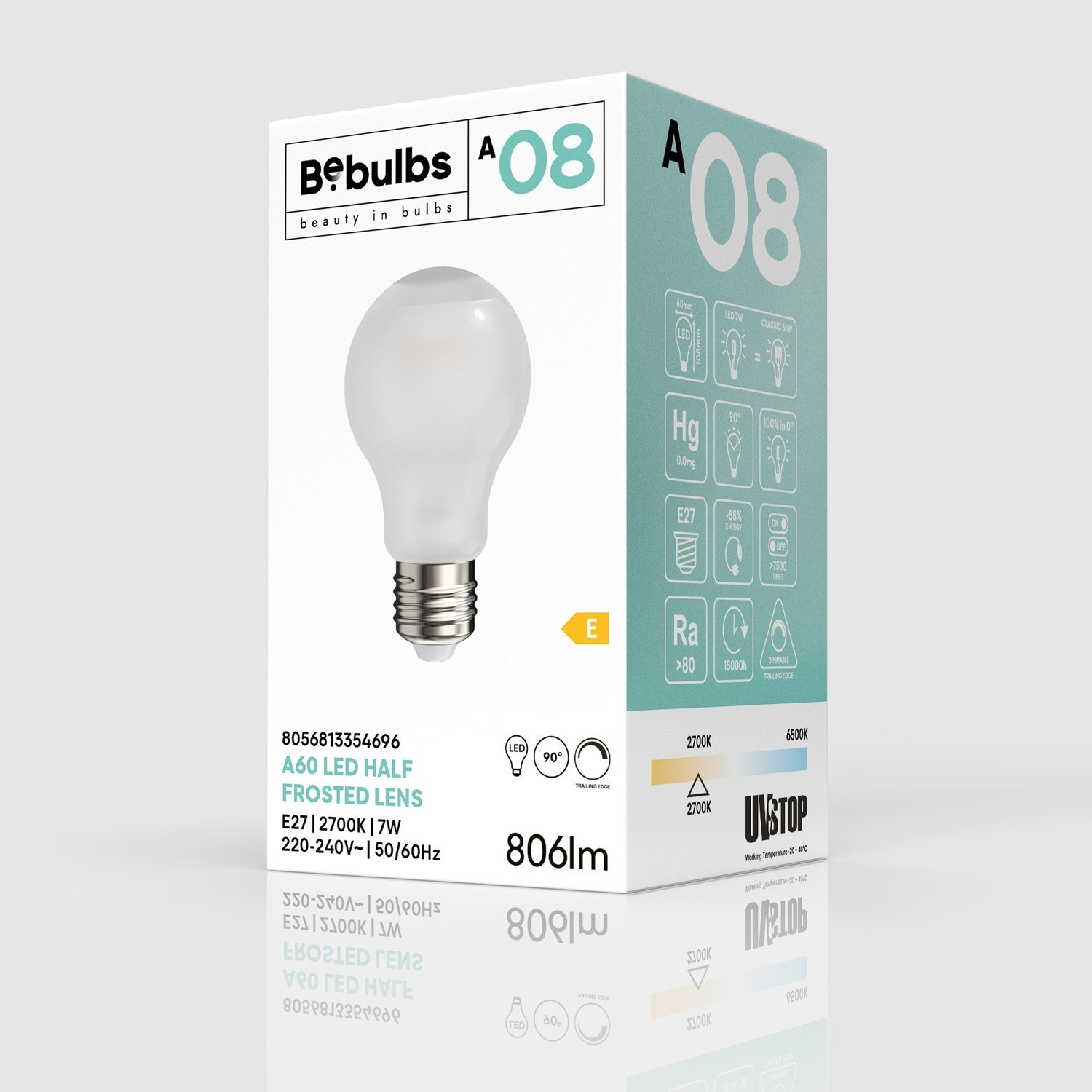 LED reflektorska žarnica z usmerjenim snopom A60 7W 806Lm 2700K zatemnljiva - A08