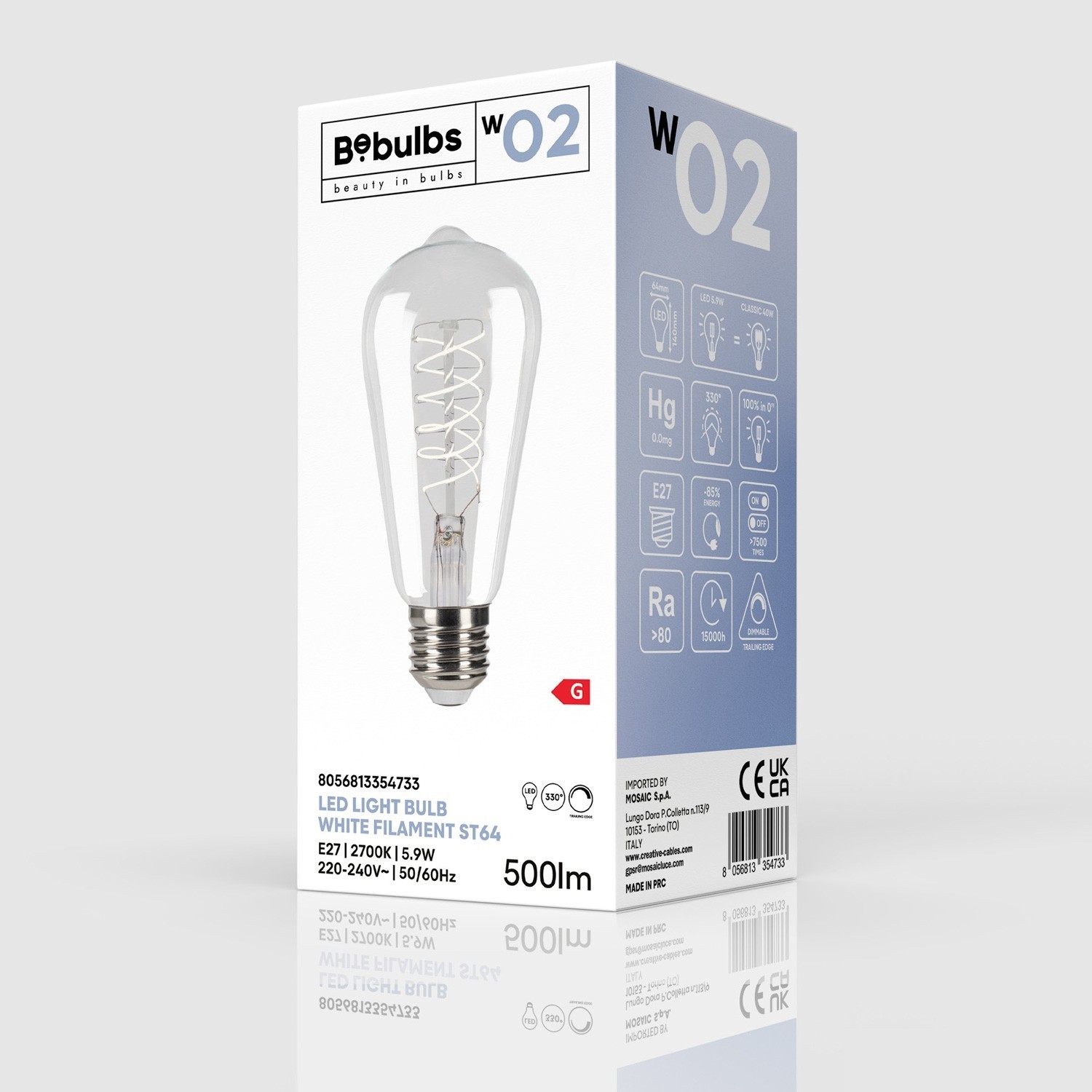 LED Žarnica Filament Bela Edison ST64 5,9W 500Lm E27 2700K Dimerabilna - W02