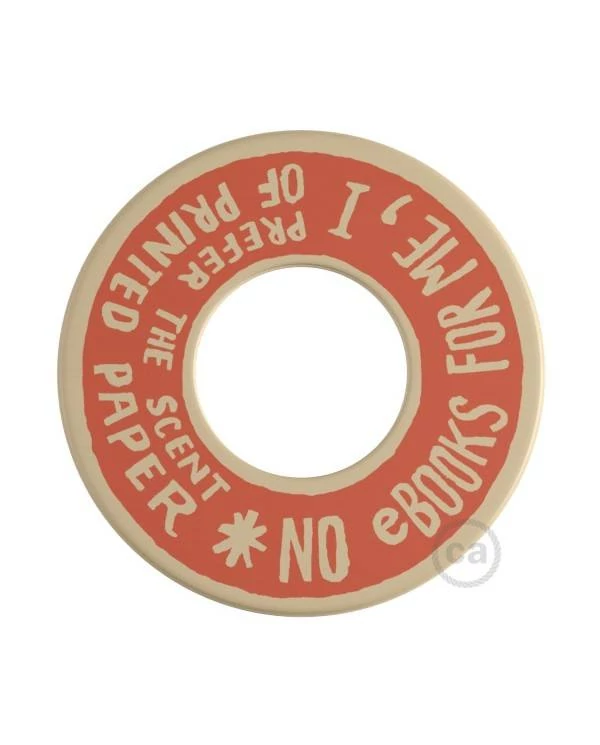 MINI-UFO: obojestranski leseni disk iz zbirke READING BALLSH*T, napis PAGE + SCENT OF PAPER
