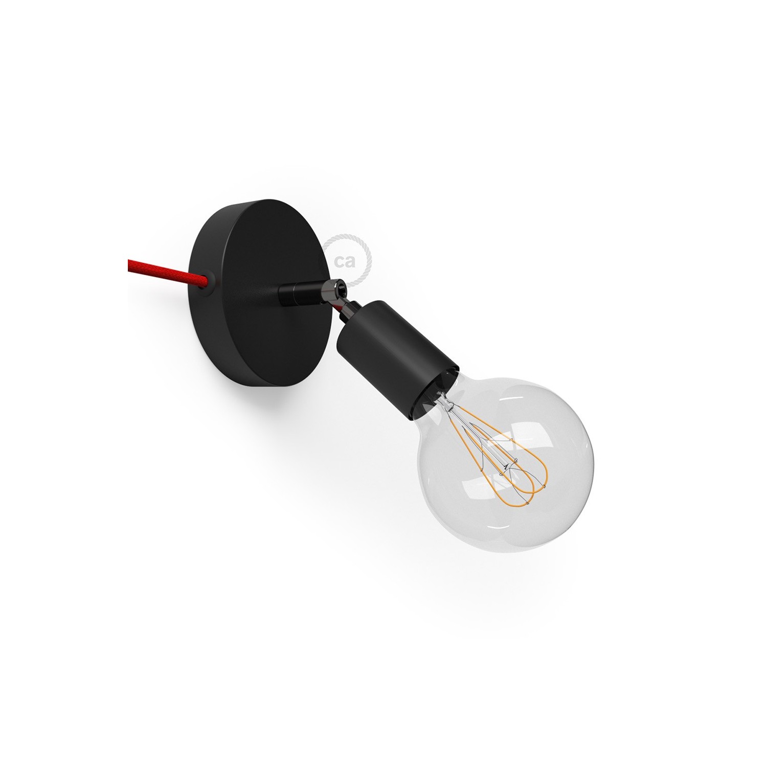 Spostaluce Metallo 90°, črno prilagodljivo svetilo s tekstilnim kablom in stranskima izhodoma