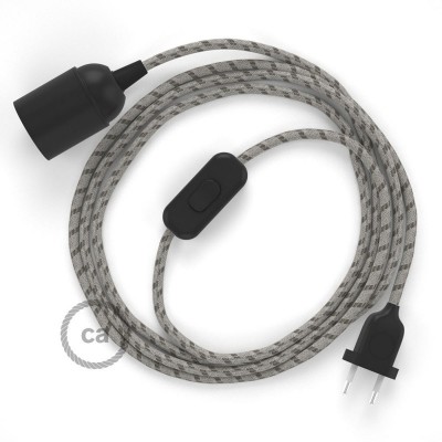 SnakeBis komplet za svetilko s tekstilnim kablom - Črte "Lubje" Naravni Lan in Bombaž RD53