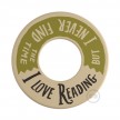 MINI-UFO: obojestranski leseni disk iz zbirke READING BALLSH*T, napis 2 PAGES + LOVE READING