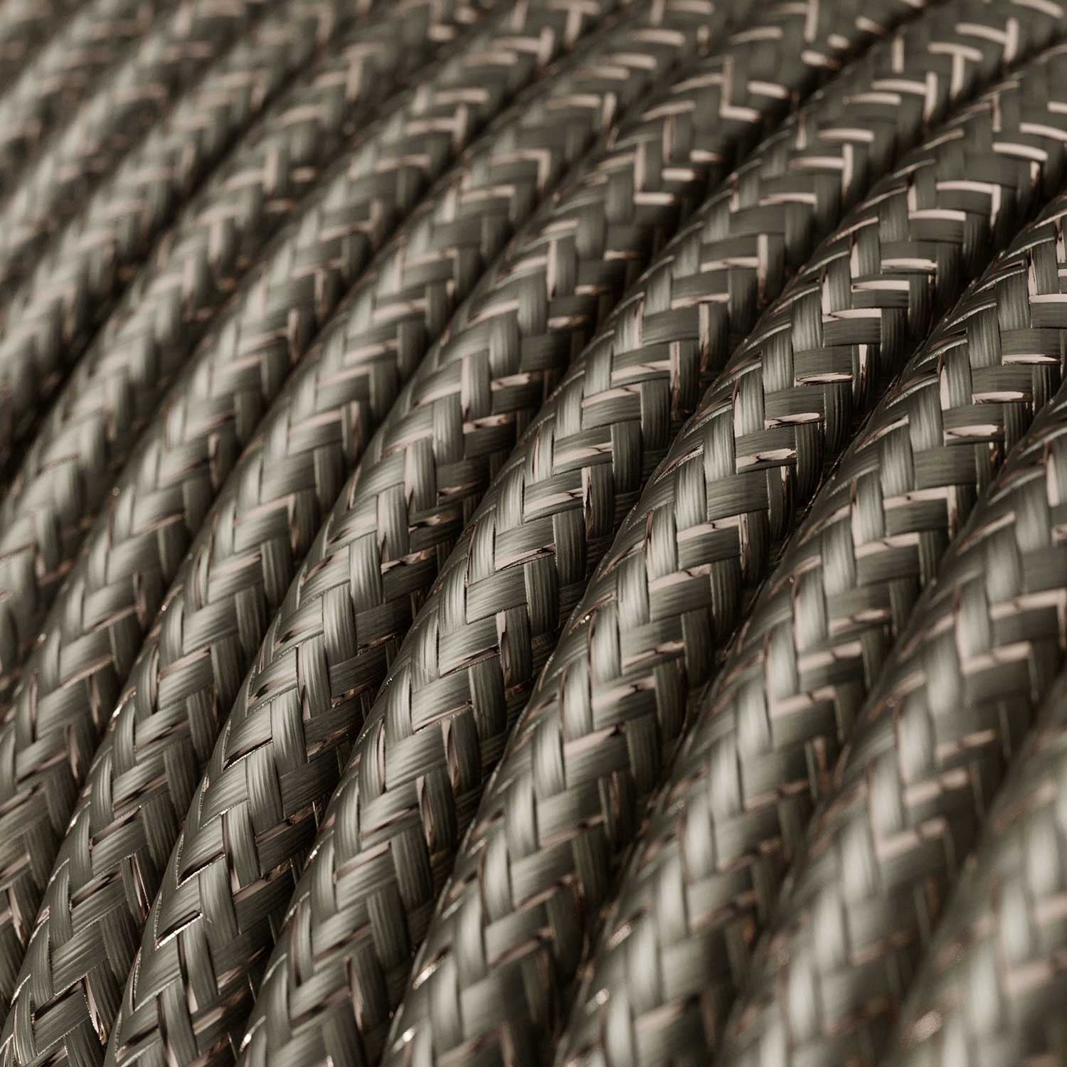 Okrogel lesketajoč tekstilen električen kabel RL03 - siv