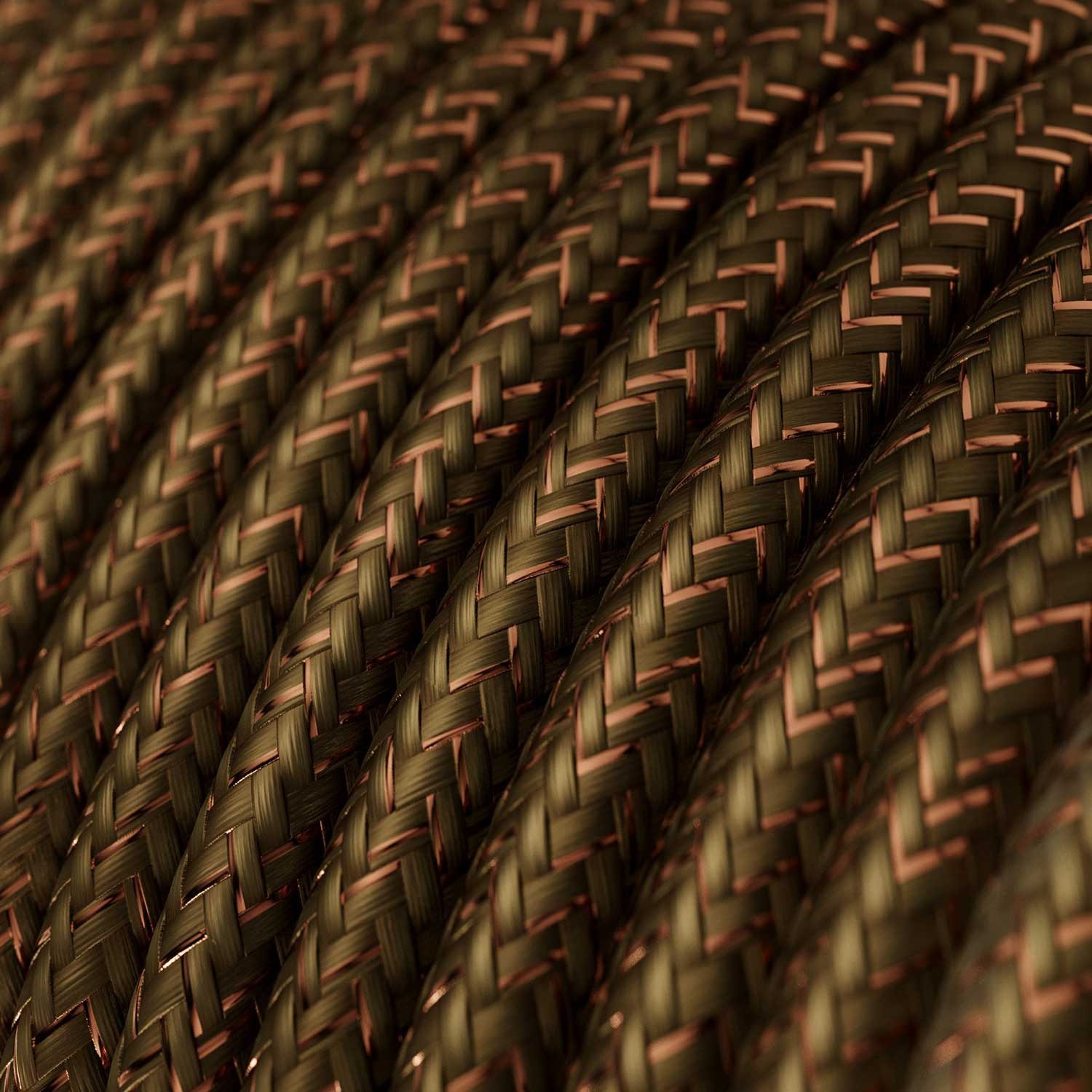 Okrogel lesketajoč tekstilen električen kabel RL13 - rjav