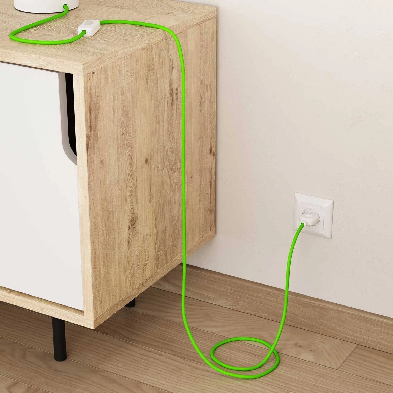 Okrogel tekstilen kabel Fluo zelen RF06