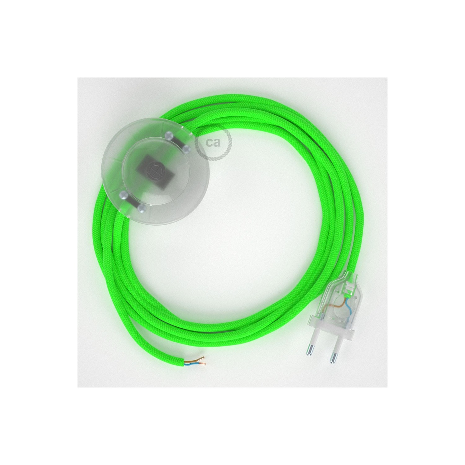 Komplet s talnim stikalom, RF06 fluo zelen rejon 3 m. Izberite barvo vtikača in stikala.