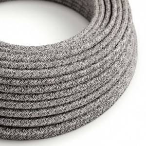 Okrogel električen tekstilen kabel RS8 Onyx tvid, naraven lan, gliter in črn bombaž