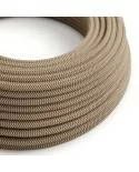 Okrogel električen kabel Zig Zag RD73 "lubje", naravni lan in rjav bombaž.