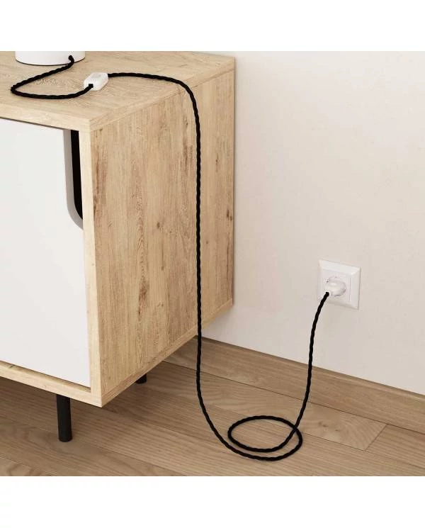 Zavit električen tekstilen kabel TC04, črni bombaž