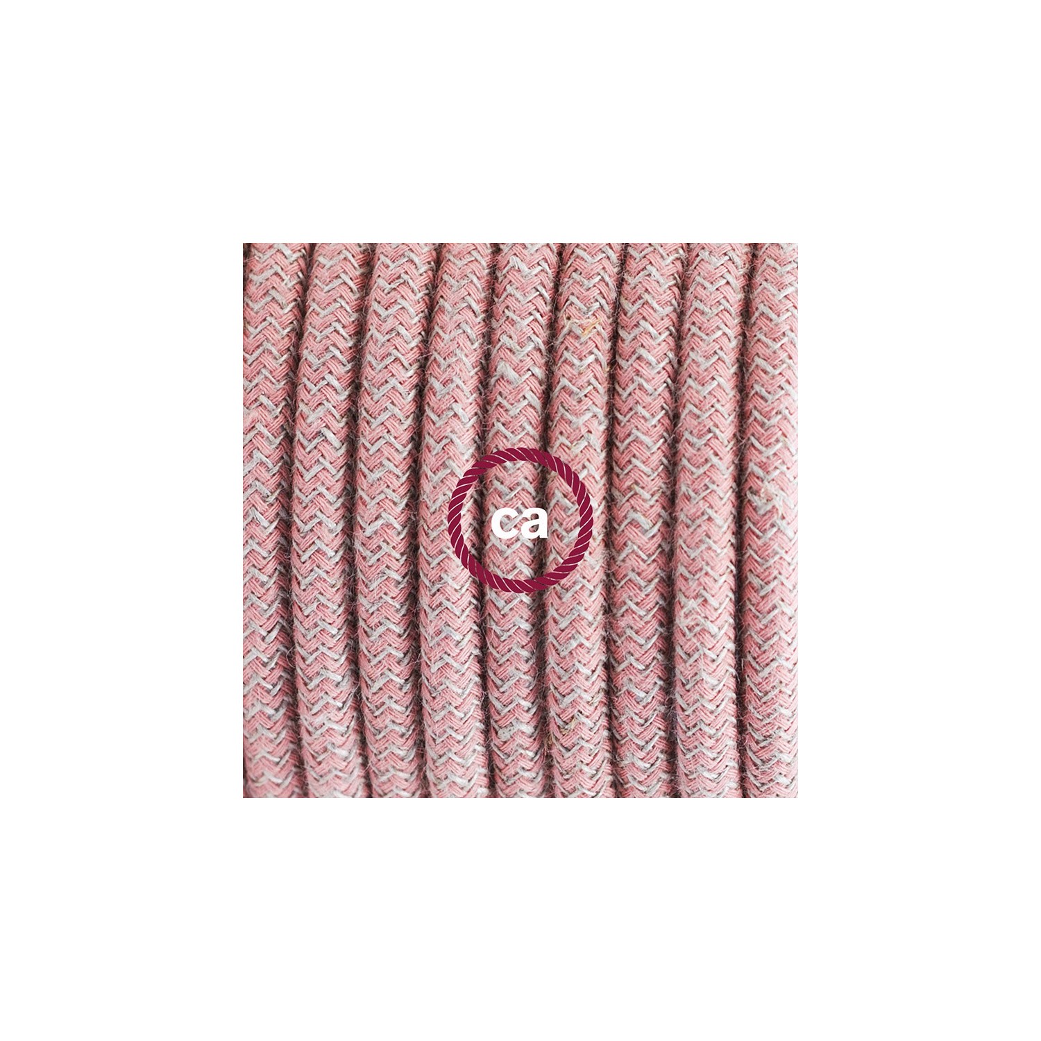 Komplet s talnim stikalom, RD71 zigzag, rožnati naravni lan in bombaž 3 m. Izberite barvo vtikača in stikala.