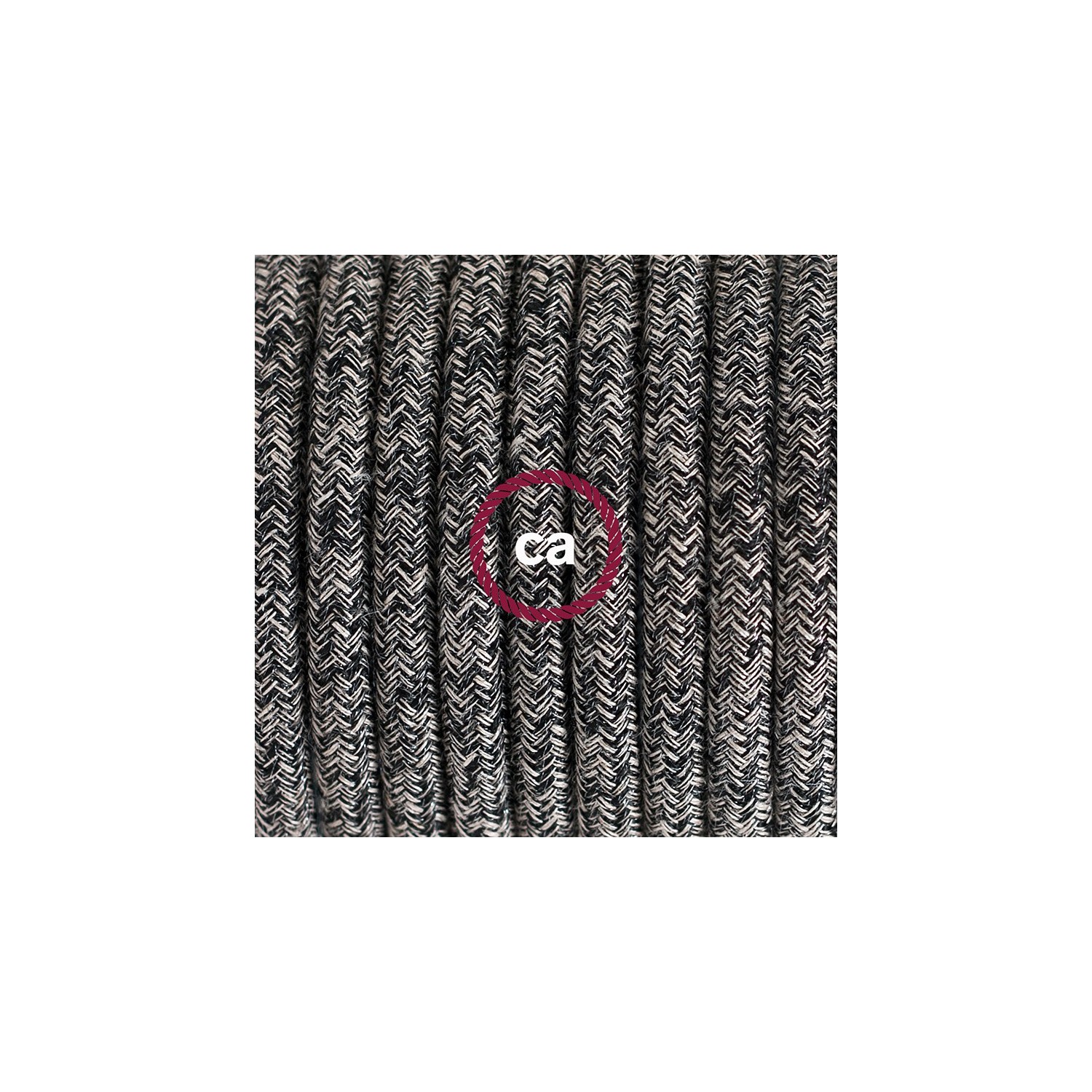 Komplet s talnim stikalom, RS81 črn naravni lan in bombaž 3 m. Izberite barvo vtikača in stikala.