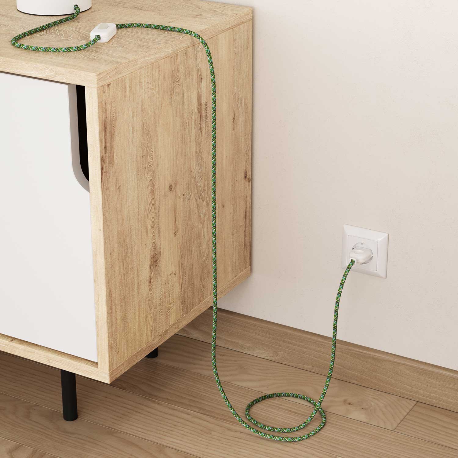 Okrogel električen tekstilen kabel - RX05 - Piksel zelen