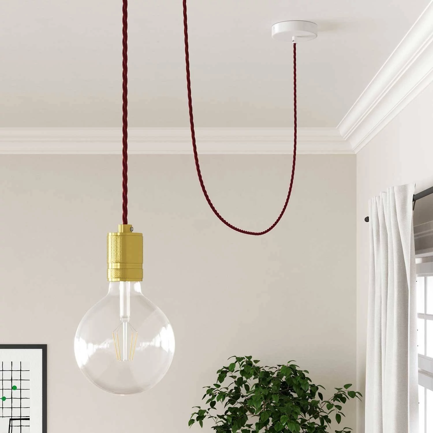 Zavit tekstilen električen kabel TM19 - svilnat bordo