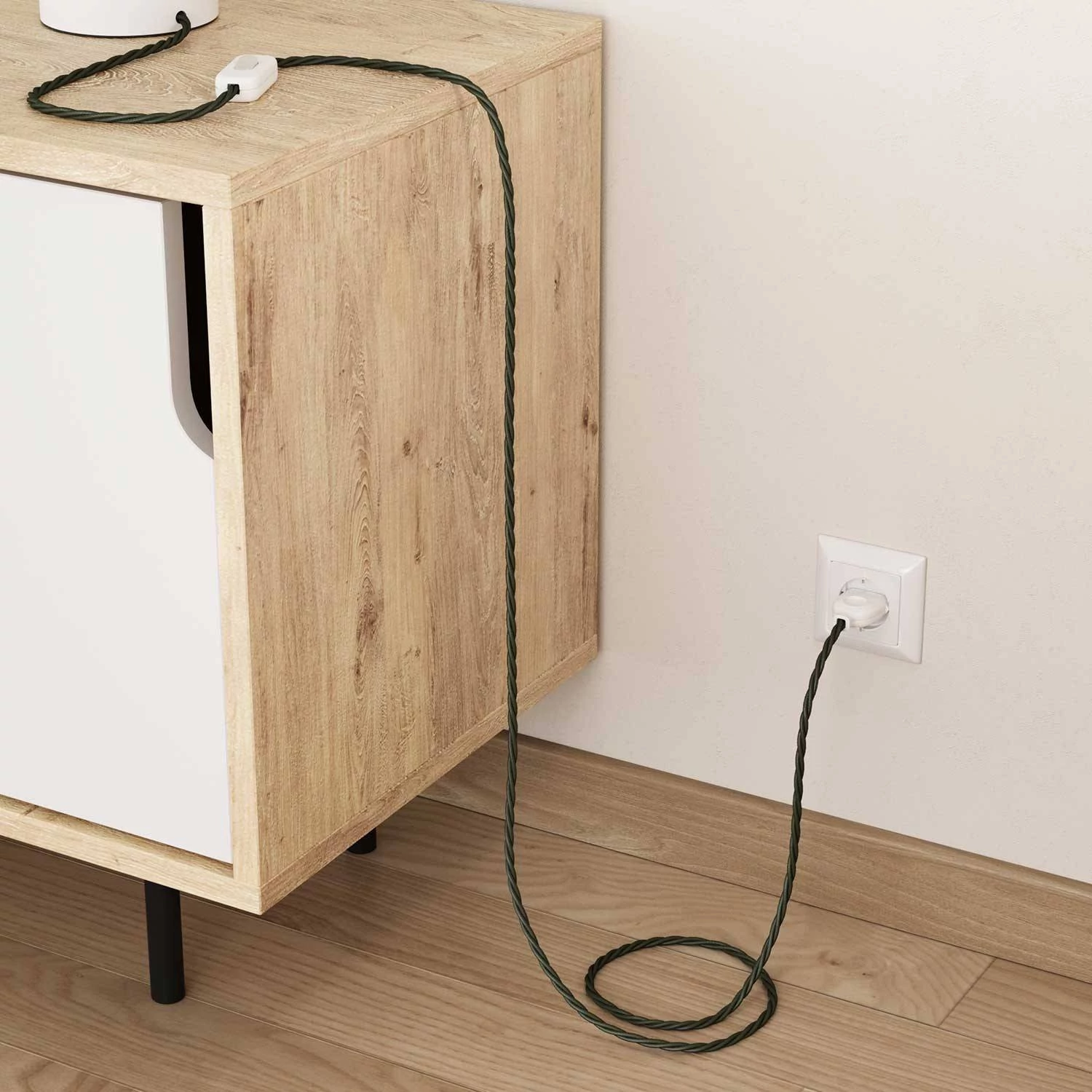 Zavit tekstilen električen kabel TC63 sivo-zelen bombaž