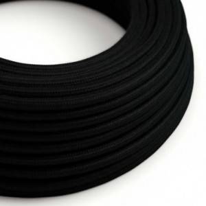Okrogel električen kabel, črn bombaž, RC04