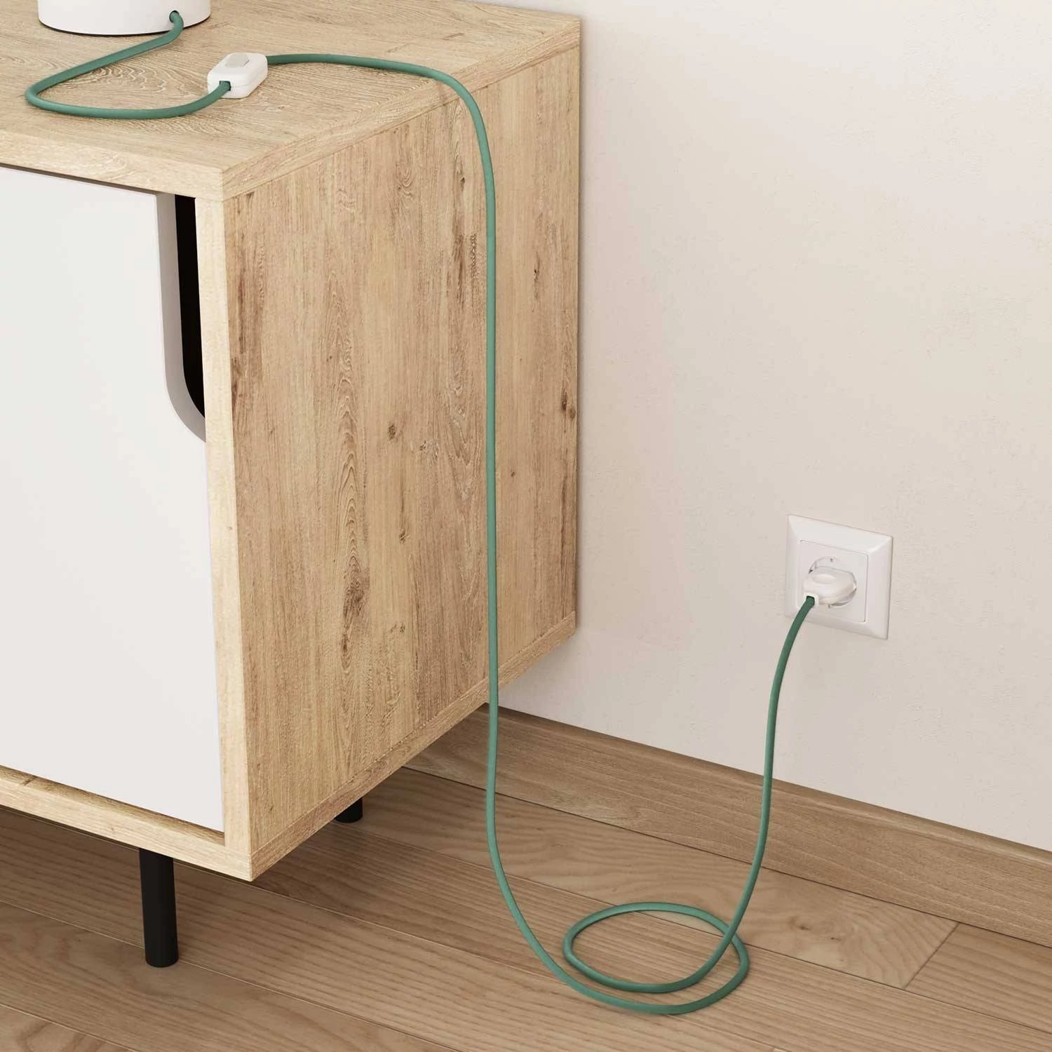 Okrogel električen kabel, svetlo mint bombaž, RC34