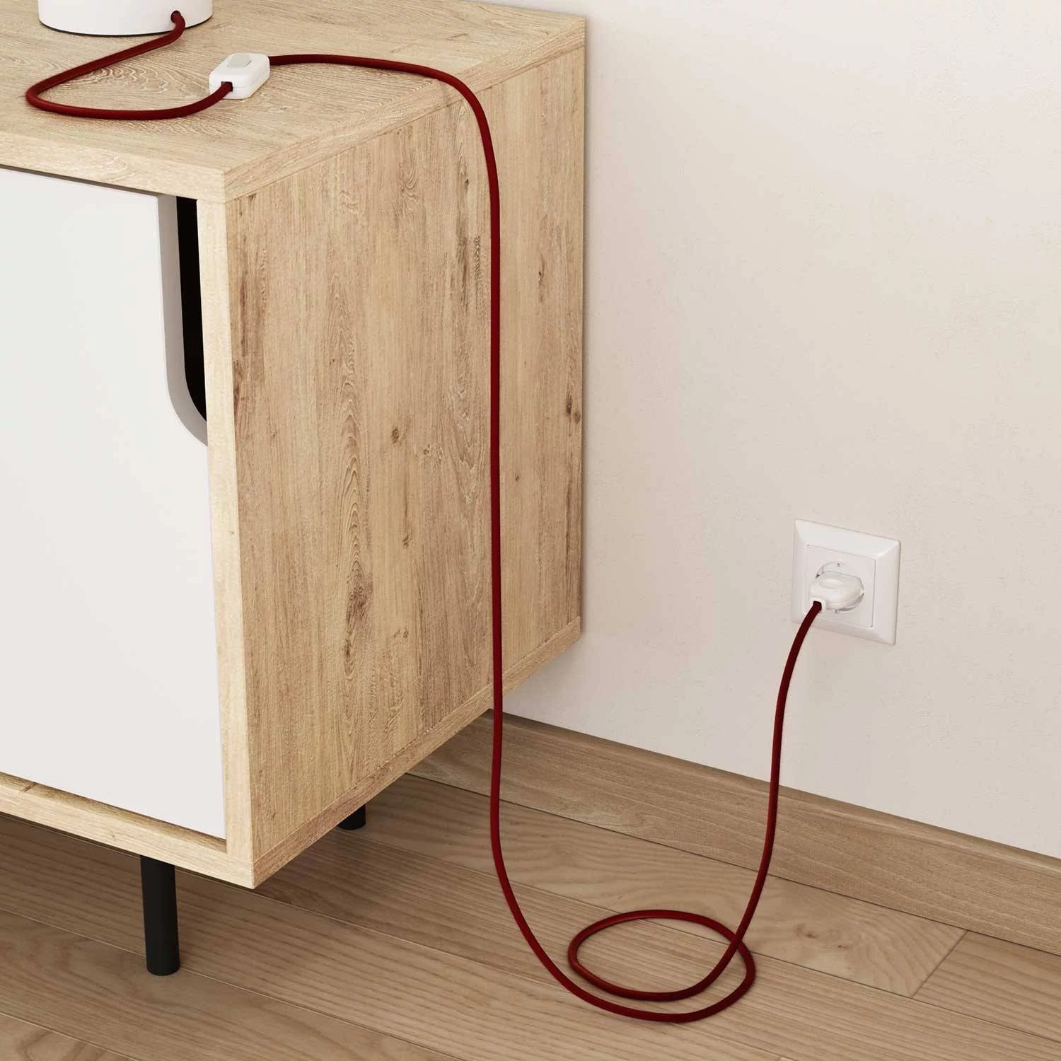 Okrogel električen kabel, ognjeno rdeč bombaž, RC35
