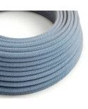 Okrogel električen kabel, "Zigzag" RD75, naravni lan in nebesno moder bombaž