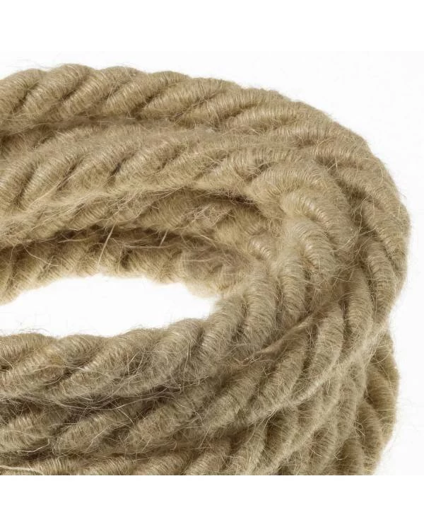 XL električna vrv, električen kabel 3x0,75, prekrit z grobo juto. Premer 16mm.