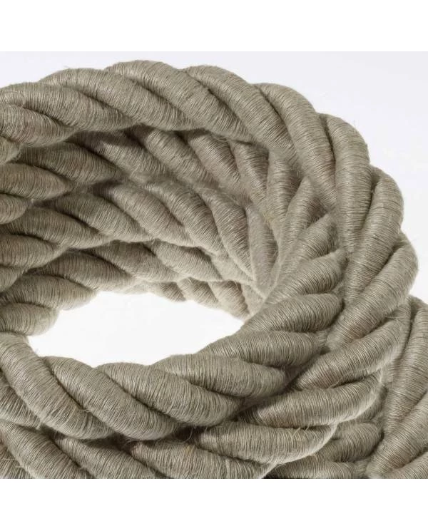 2XL električna vrv, električen kabel 3x0,75, prekrit z naravnim lanom. Premer 24mm.