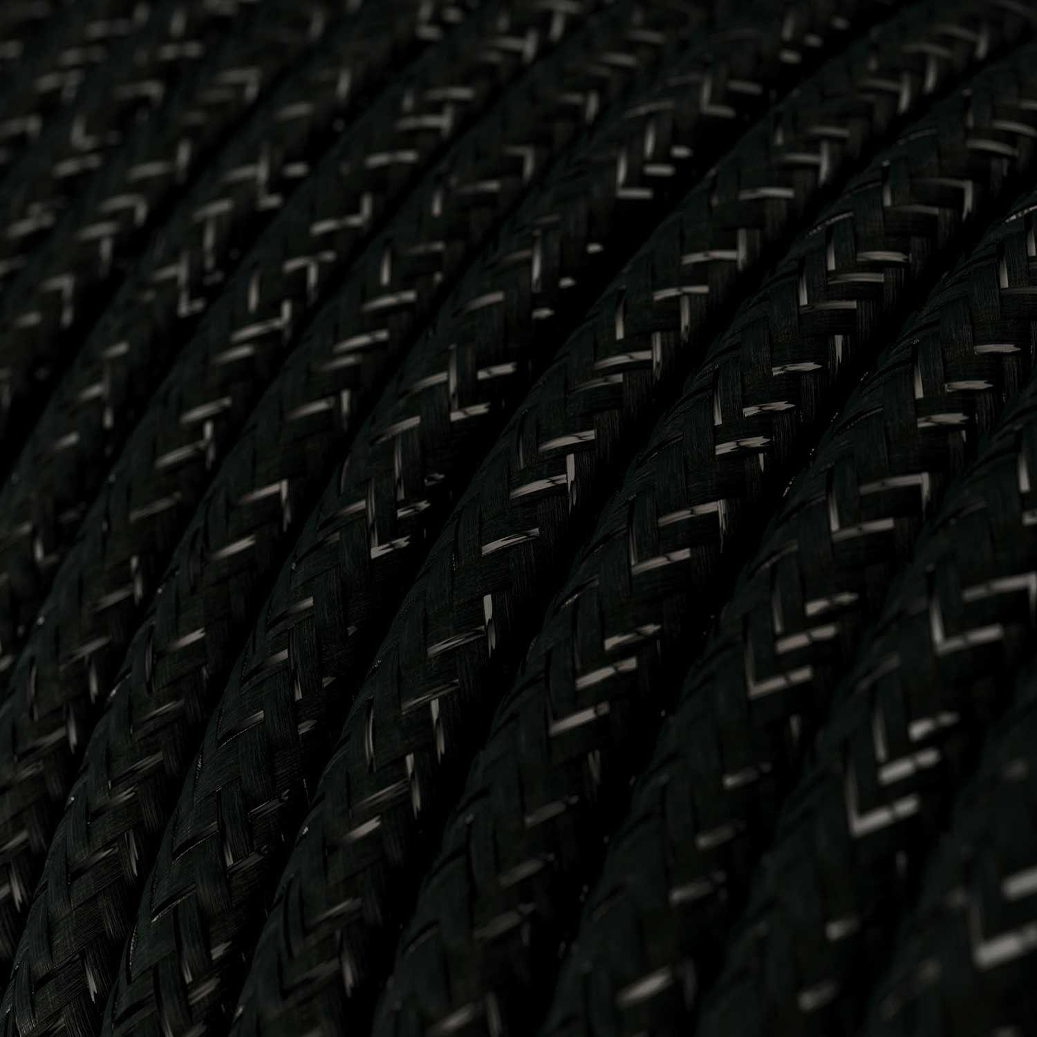Okrogel lesketajoč tekstilen električen kabel RL04 - črn