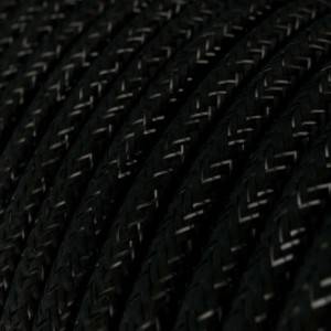 Okrogel lesketajoč tekstilen električen kabel RL04 - črn
