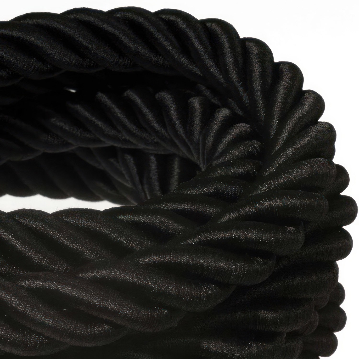 3XL električna vrv, električen kabel 3x0,75, prekrit s črnim svetlečim blagom. Premer 30mm.