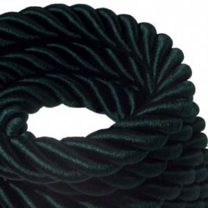 3XL električna vrv, električen kabel 3x0,75, prekrit s temno zelenim svetlečim blagom. Premer 30mm