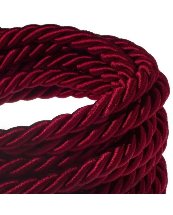 XL električna vrv, električen kabel 3x0,75, prekrit s temno bordo svetlečim blagom. Premer 16mm.