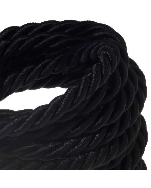 XL električna vrv, električen kabel 3x0,75, prekrit s črnim svetlečim blagom. Premer 16mm.