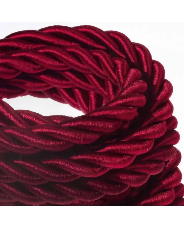2XL električna vrv, električen kabel 3x0,75, prekrit s temno bordo svetlečim blagom. Premer 24mm.